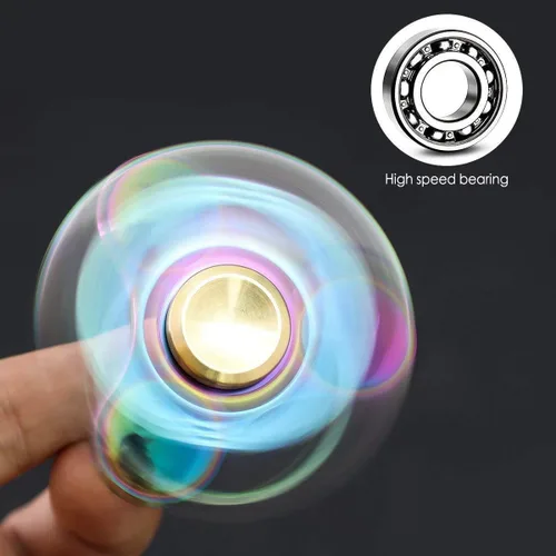 Miniatura 2 de JUNAN Hilanderos de mano de metal arcoíris EDC Fidget Spinner Reductor de estrés con rodamientos de alta velocidad Fidget Juguetes de dedo para TDAH