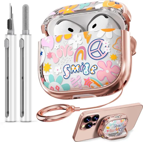 Miniatura 38 de Inesore Funda para AirPods Pro 3 2025 con cerradura, funda transparente floral para mujeres, compatible con Apple Airpods Pro de 3ª
