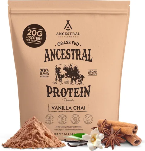 Miniatura 8 de Ancestral Supplements Polvo de Proteína Alimentado con Pasto, Chocolate, Basado en Caldo de Hueso de Vaca con Órganos de Vaca y Hongos Orgánicos