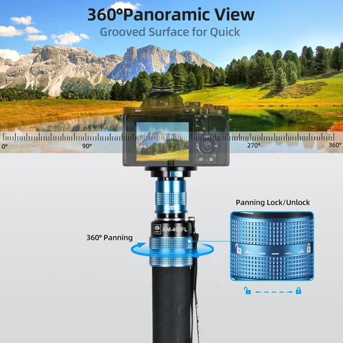 Miniatura 6 de SIRUI AM-404FL Monopod para cámara con pies, monopie de video de aluminio de 74.8 pulgadas con base extraíble, delgado y ligero, carga máxima