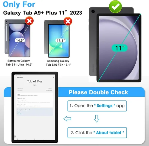 Miniatura 2 de Paquete de 2 protectores de pantalla para Samsung Galaxy Tab A9 Plus 2023, película templada, ultra fino, antihuellas, sensible al tacto, protector