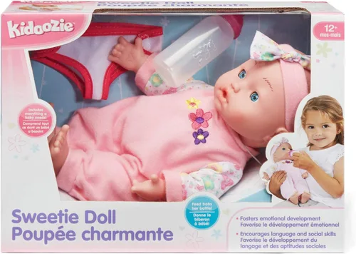 Miniatura 6 de Kidoozie Sweetie Doll - Muñeca de cuerpo suave de 12 pulgadas con ojos abiertos y cerrados para edades de 12 meses en adelante, perfecta