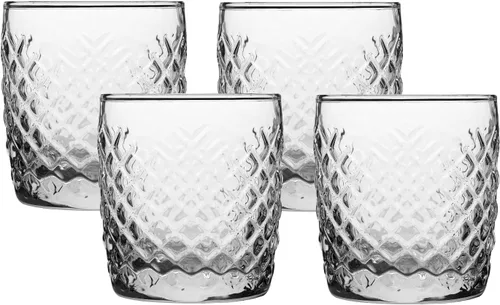 Anchor Hocking Vasos con diseño cruzado (juego de 4, 10 onzas, aptos para lavaplatos)