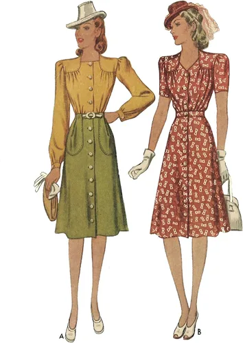 Miniatura 2 de Patrón de los años 40, versátil vestido de dos piezas superior y falda - 33 - 43.5 pulgadas (33.1 in - 43.5 in), blanco y negro (MC3689)