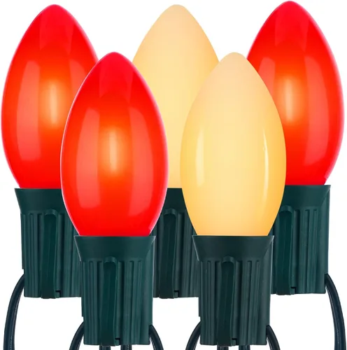 Miniatura 12 de Luces LED vintage C9 de Navidad para exteriores, cadena de luces C9 de 150 pies con 150 bombillas C9 inastillables, impermeables, conectables, luces