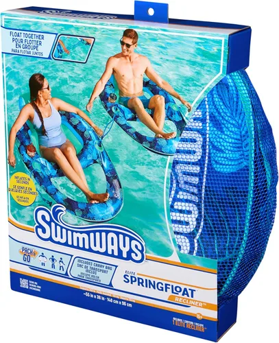 Miniatura 8 de Swimways Elite Spring Float Recliner - Silla reclinable de salón para piscina, flotadores inflables para piscina con inflado rápido, reclinable