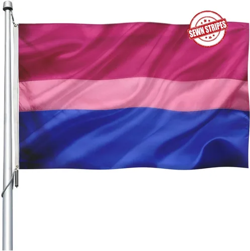 Bandera de orgullo bisexual a rayas cosidas para pared, de nailon resistente, bandera de orgullo gay Lgbtq de 3 x 5 para exteriores con ojales de