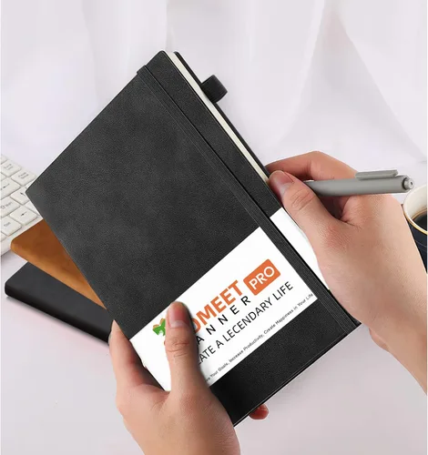 Miniatura 4 de Cuaderno de diario rayado, 200 páginas, cuadernos de tapa dura de cuero, A5 con rayas universitarias gruesas y clásicas con bucle para bolígrafo