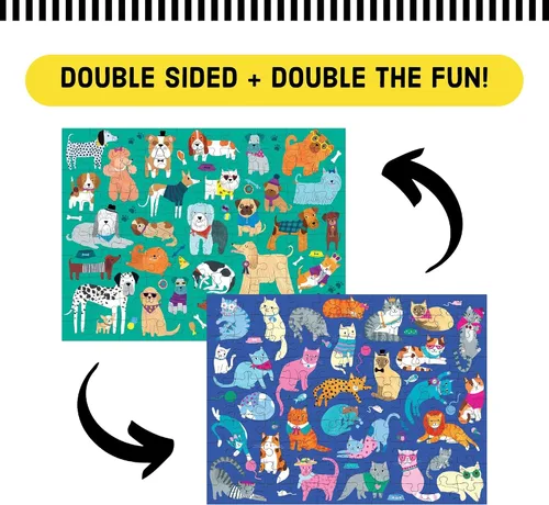 Miniatura 3 de Mudpuppy Rompecabezas de doble cara para gatos y perros, 100 piezas, 22 x 16.5 pulgadas, rompecabezas familiar perfecto para mayores de 6 años