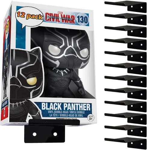 Paquete de 12 estantes acrílicos negros para cajas Funko Pop, estante de exhibición de pared para figuras de juguete coleccionables, figura de