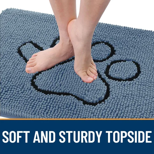 Miniatura 4 de OLANLY - Tapete para puerta, para perro con patas sucias, 30 x 20 pulgadas, felpilla absorbente, diseño de huellas, antideslizante, lavable