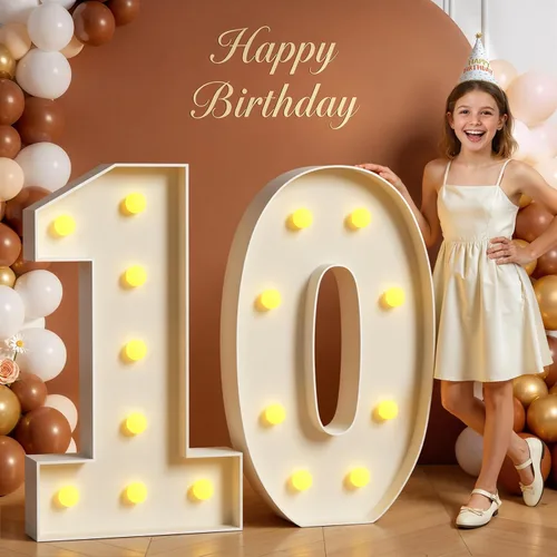 Miniatura 71 de Números de marquesina de 4 pies de alto, 4 pies de alto, números grandes iluminados 0 para 30, 40, 50, 60, decoración de fiesta de cumpleaños