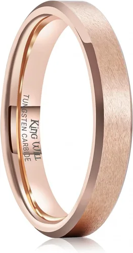 Miniatura 134 de King Will Anillo de boda de tungsteno para hombre, disponible en 15/64 a 25/64 de pulgada (6 a 10 mm), negro/plata, acabado mate, borde pulido
