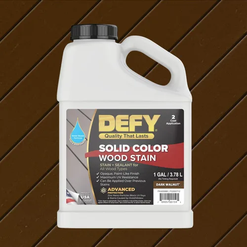Miniatura 2 de DEFY Tinte de madera de color sólido DW-Solid – Resistente a los rayos UV, opaco, pintura exterior y valla – 1 galón Nogal oscuro
