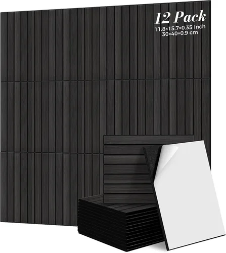 TO-TH Paquete de 12 paneles acústicos de 11.8 x 15.7 x 0.35 pulgadas, paneles a prueba de sonido para paredes, paneles de pared de madera de PVC