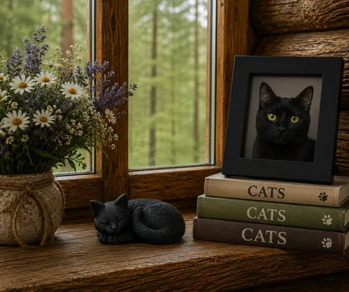 Miniatura 3 de JFSM INC. Mini figura pintada a mano con gato negro dormido de 3 pulgadas