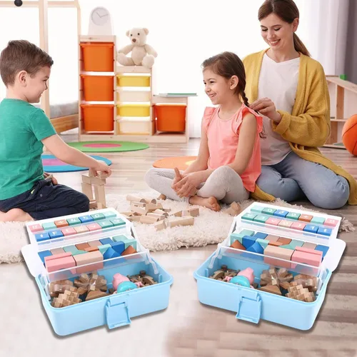 Miniatura 5 de Caja Organizadora Plegable Versátil de Tres Capas de 11(pulg), Ideal para Arte y Manualidades, Juguetes, Suministros de Costura, Joyería