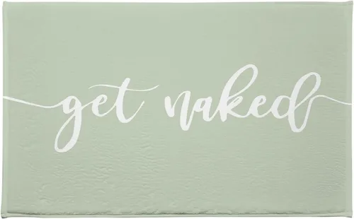 Miniatura 8 de HVEST Alfombra de baño con texto en blanco y negro con palabras divertidas para decoración de baño, alfombra de baño antideslizante de mármol