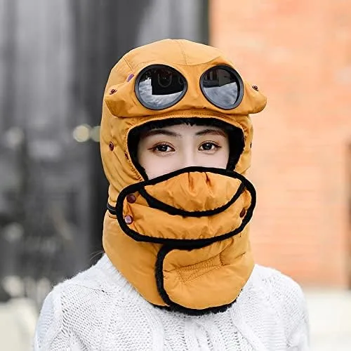 Miniatura 9 de Winter Thermal Trapper Hat with Glasses Winter Cycling Windproof Ski Mask Cap