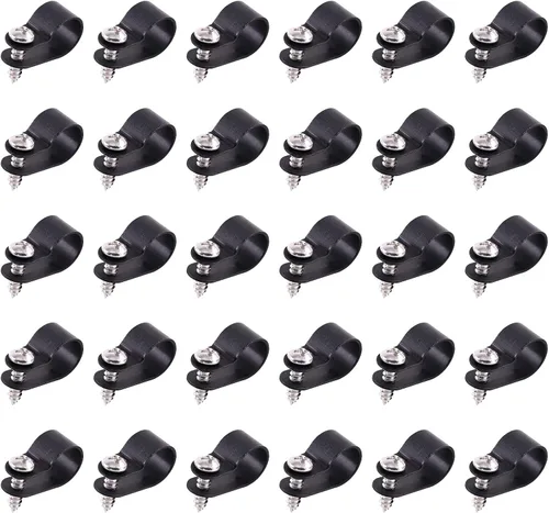 Miniatura 12 de Swpeet Paquete de 60 clips de cable tipo R de nailon negro de 5/16 pulgadas, clips de sujeción de cable de montaje de tornillo de nailon con 60
