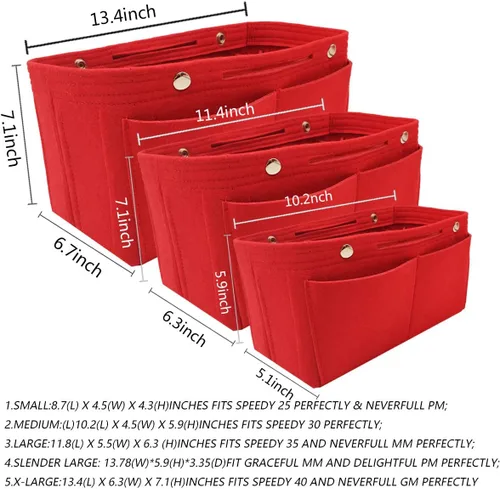 Miniatura 8 de LEXSION Organizador de fieltro para bolso – Bolsa de bolsillo múltiple en bolsa organizadora