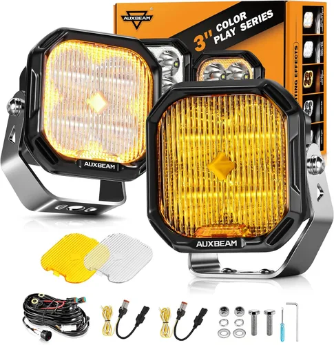 Miniatura 9 de Auxbeam Pods LED de 5 Pulgadas, Serie XP-Ultra Luz de Conducción Todoterreno 110W Super Foco Barra de Luz Cubo con Cubierta Ámbar, Luces Antiniebla