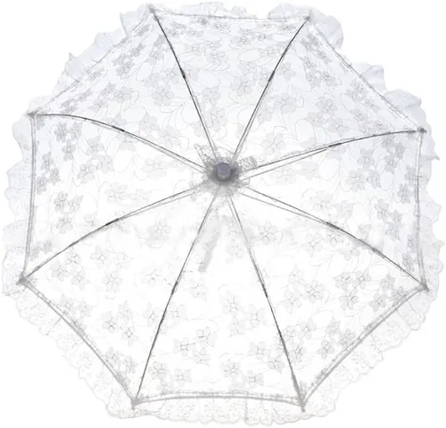 Forart Paraguas de encaje blanco sombrilla de encaje paraguas paraguas vintage boda nupcial paraguas para decoración foto dama disfraz fiesta