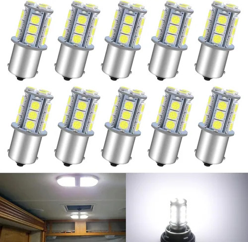 Miniatura 10 de Bombilla LED 1156 1141 de 10V-30V CA/CC súper brillante blanco cálido 1073 7506 BA15S bombillas de repuesto para RV caravana cámper remolque