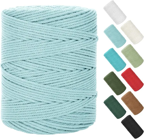 Miniatura 97 de Cordón de macramé de 0.079 in x 380 yardas (1140 pies), cuerda de algodón natural para colgar en la pared, ganchos de plantas, manualidades, Beige