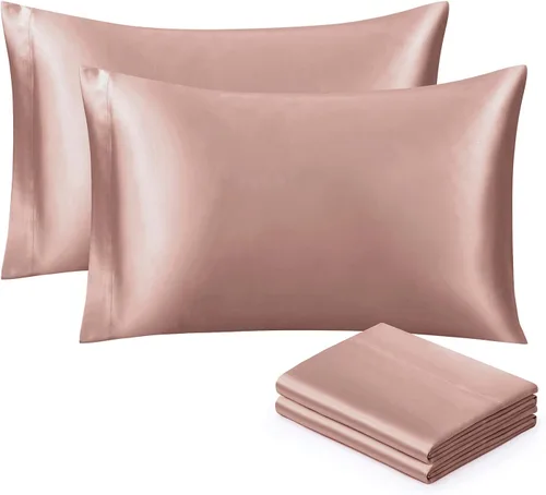 Miniatura 19 de Ersmak Juego de 2 fundas de almohada de satén estándar, ultra suaves y sedosas para cabello y piel, resistentes a las arrugas a la decoloración
