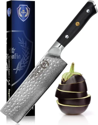 Regalia Nakiri (Usuba) Cuchillo de Chef para Verduras: Mejor Cuchillo de Cocina Japonés de 6 Pulgadas AUS10 de 67 Capas de Acero Damasco de Carbono