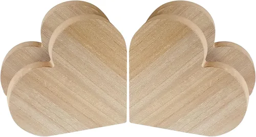 Paquete de 4 carteles de corazón de madera gruesa de 8 pulgadas para manualidades, bloque de madera de fibropanel de densidad media sin terminar (8