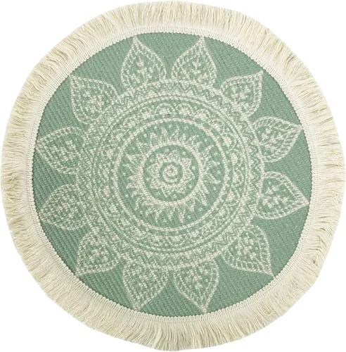 Miniatura 2 de Fennco Styles Unique Dream Catcher - Manteles individuales de algodón con flecos, 14 pulgadas, redondos, juego de 4 manteles individuales bohemios
