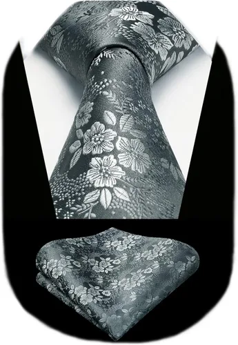 Miniatura 230 de Corbatas florales tejidas clásicas para hombre, corbata cuadrada de bolsillo, corbatas formales para hombres, boda con pañuelo