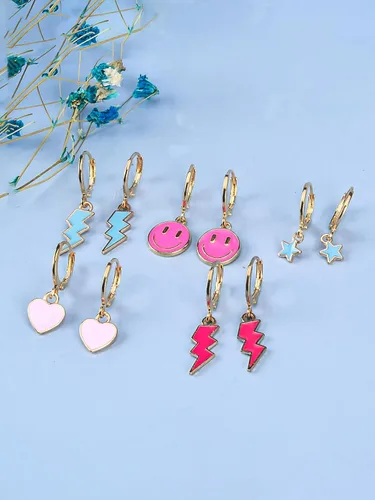 Miniatura 5 de Preppy Heishi - Juego de pulseras de surfista para niñas adolescentes, bonitos aretes estéticos, anillos estéticos preppy coloridos de oro blanco