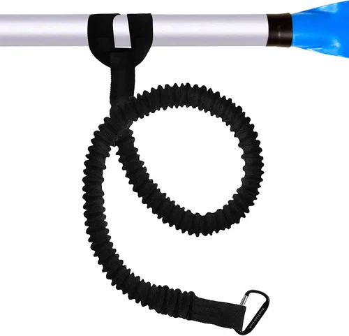 Correa de remo de kayak, 1 paquete de cordón elástico en espiral para kayak, remo, caña de pescar que se extiende hasta 59 pulgadas (negro)