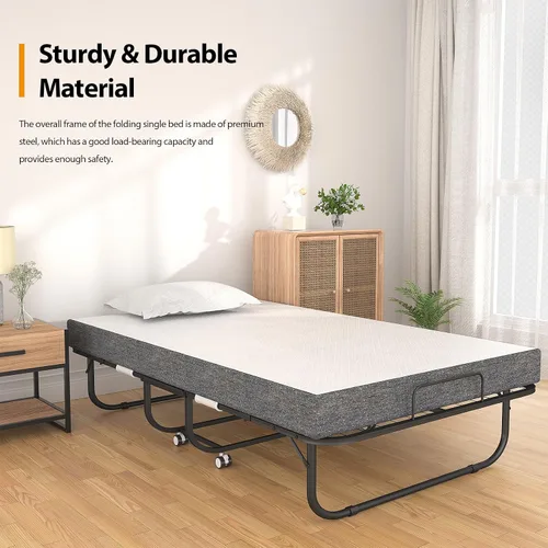 Miniatura 4 de Cama plegable con colchón de 75 x 38 pulgadas, cama plegable adicional con colchón de espuma viscoelástica de 5 pulgadas y marco súper resistente