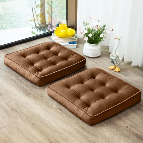Miniatura 14 de 1 MIDDLE ONE Juego de 2 cojines de piso, cojín de meditación de espuma con memoria, cojines de piso para adultos sentados, cojines de asiento Azul