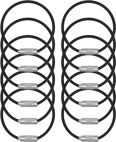 Miniatura 9 de Uniclife 4 Inch Wire Keychain Cable Large Stainless Steel Key Ring Loop Holder for Luggage Tag Keeper for Travel