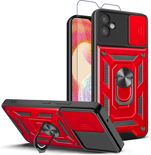 Miniatura 25 de Funda para teléfono Galaxy A06 4G: con protector de pantalla de 2 piezas, cubierta deslizante para cámara y soporte multiángulo para Samsung Galaxy