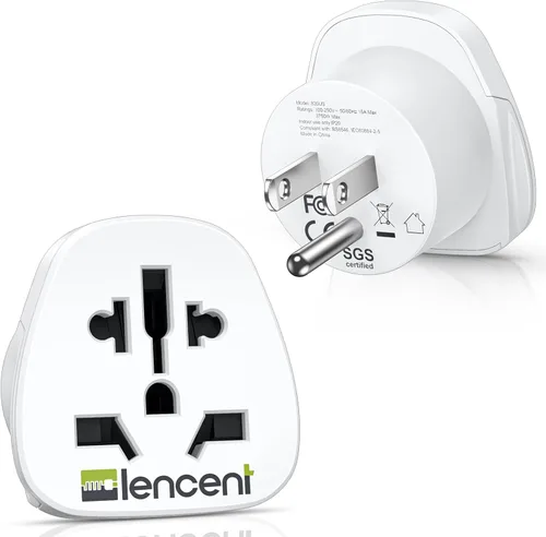 LENCENT Adaptador de enchufe del mundo a los Estados Unidos, [2 paquetes] Europea UE Europa/Reino Unido/Australia/China/Italia a Estados Unidos
