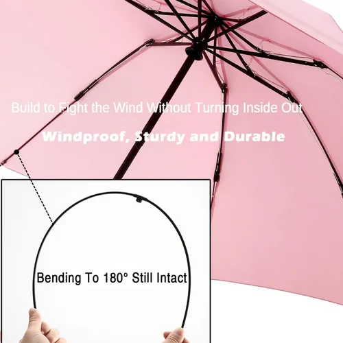 Miniatura 44 de LANBRELLA Paraguas plegable inverso compacto paraguas de viaje a prueba de viento automático