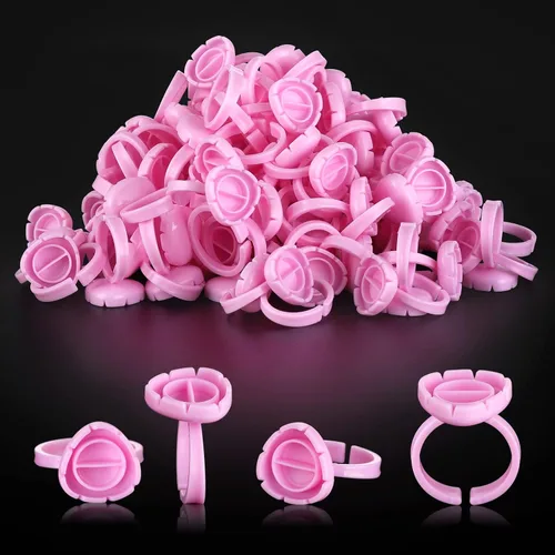 Miniatura 15 de Pretty memory - Anillos de pegamento para extensiones de pestañas, 100 unidades, anillos de pestañas inteligentes, con forma de corazón, soporte