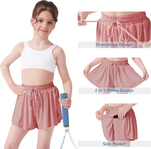 Miniatura 2 de Pantalones cortos fluidos con diseño de mariposa para niñas, pantalones cortos deportivos para niñas, pantalones cortos de mariposa para niños