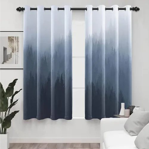 Miniatura 83 de AWERT Cortinas opacas para dormitorio, árbol negro con niebla, naturaleza, amanecer, bosque, 2 paneles para sala de estar, bloqueo de calor, 21 x 45