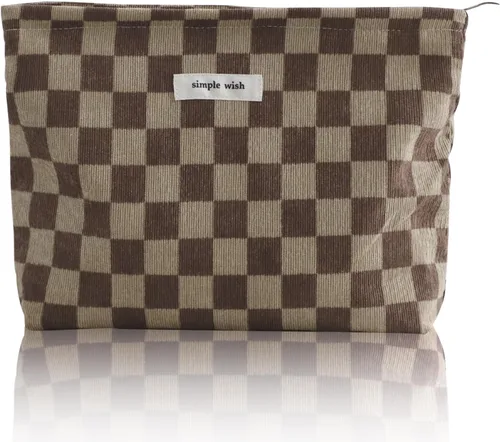 Miniatura 39 de Wudygirl Bolsa de maquillaje de lona para mujer, organizador estético de maquillaje, bolsa de maquillaje de viaje, bolsa de aseo para bolso, bolsa