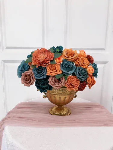 Miniatura 6 de FACINOC Juego de ramos de flores artificiales de rosas artificiales para bricolaje, decoración de despedida de soltera, bodas, centros de mesa