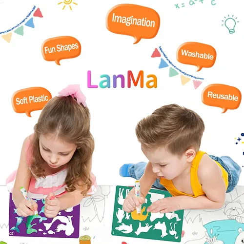Miniatura 5 de Juego de 30 plantillas de dibujo para niños, plantillas de plantillas de pintura de dibujo de plástico para niños, manualidades, proyectos de arte