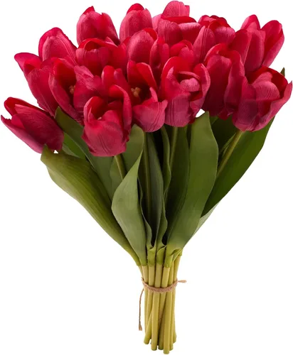 20 tulipanes artificiales de tacto real de flores artificiales hidratantes para decoración de fotografía, decoración del hogar, jardín, boda,