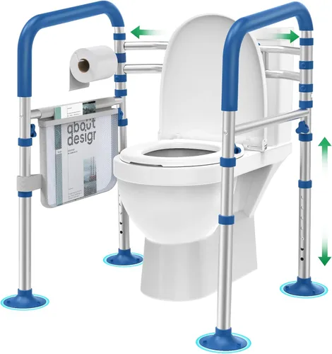 Loyoda Rieles de seguridad de inodoro para personas mayores, asas de inodoro ajustables para personas mayores y discapacitadas (350 libras), rieles